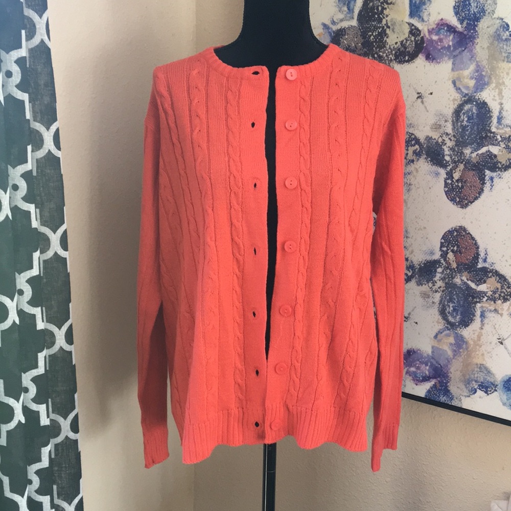 Sara Morgan cardigan button front coral sz L